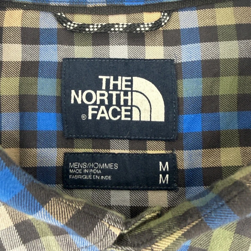 The North Face Mens Plaid Long Sleeve Button‎ Down Shirt Blue Green Tan Medium
